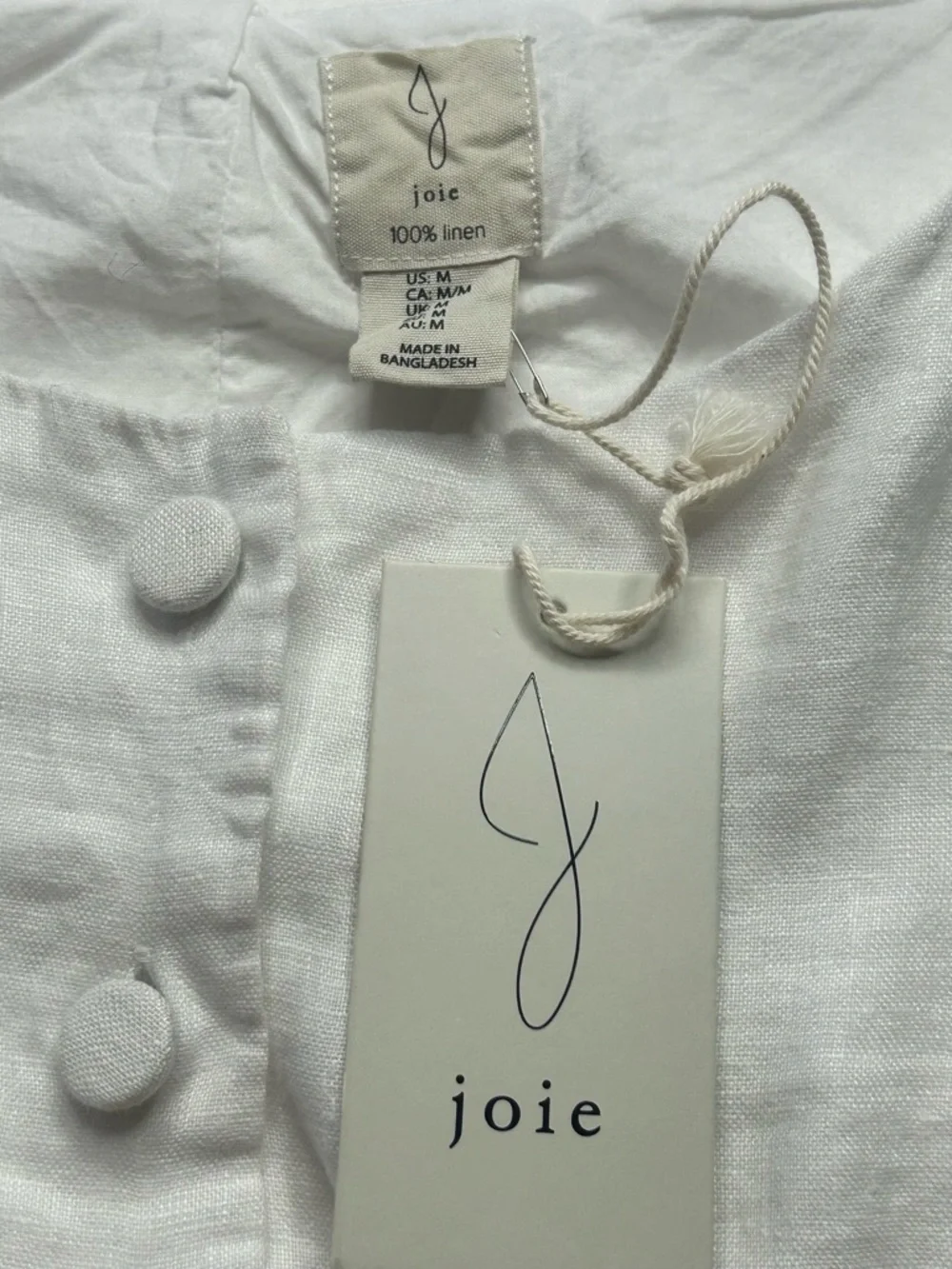 Sleeveless Button-Front Linen Shell Top - White - Picture 5 of 9